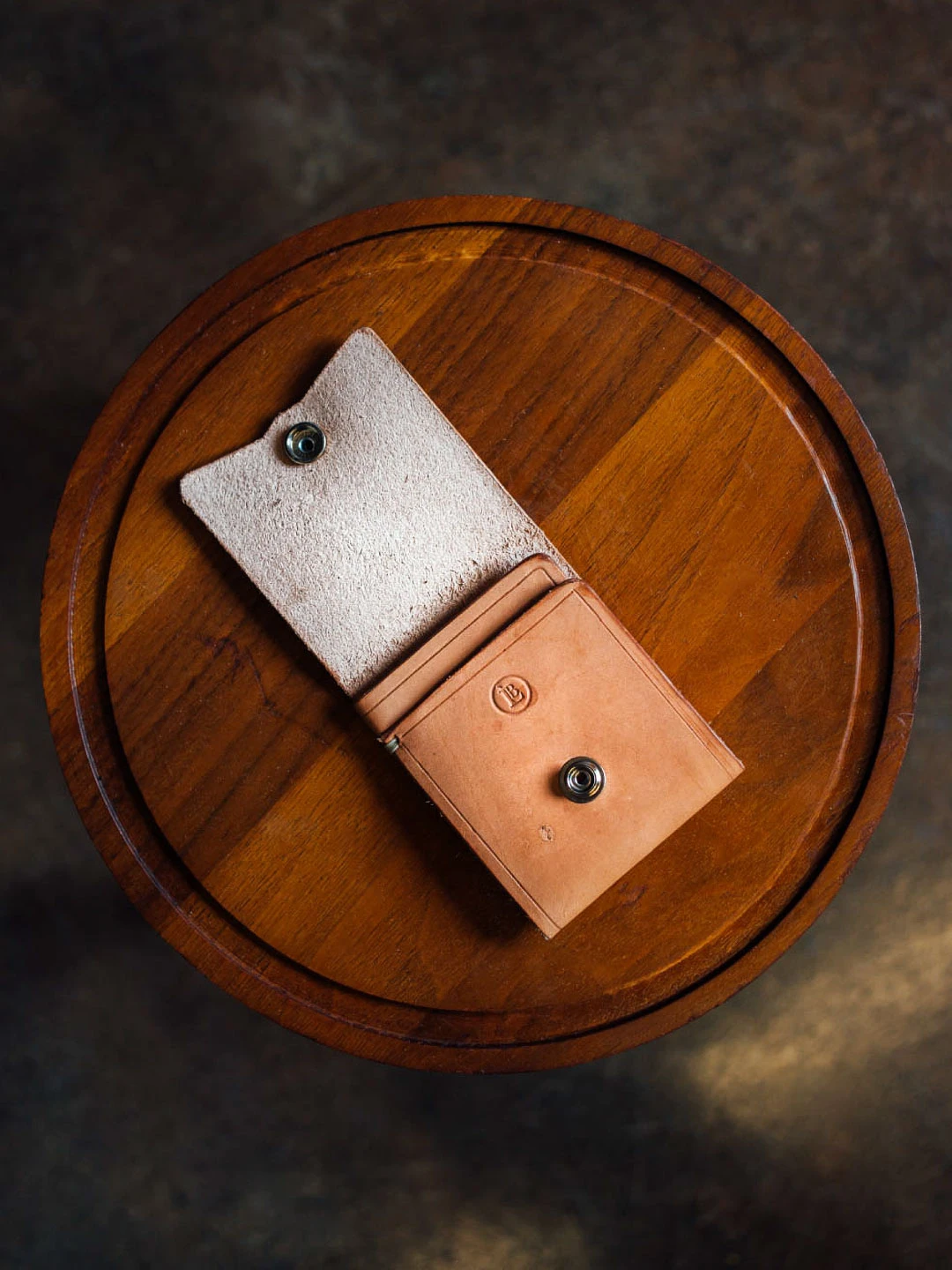 Card holder on wooden board