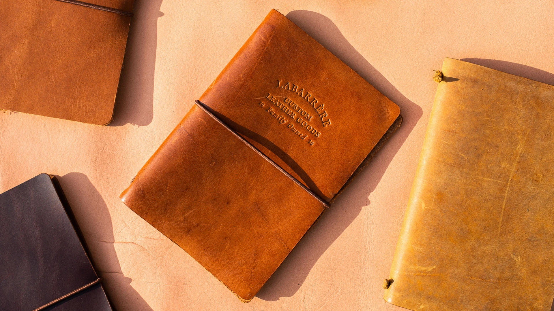 Leather notebooks and wallets