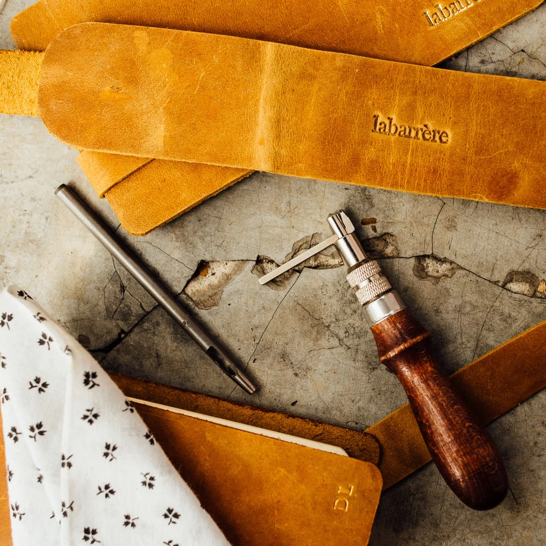 Leather notebook and tools